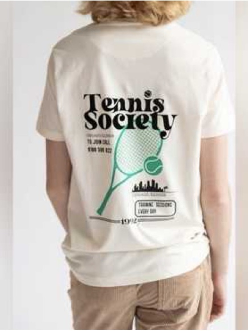 Denim & Flower tennis society tshirt cream size small